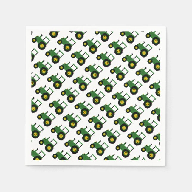 Green Tractor Design Paper Napkins (Front)