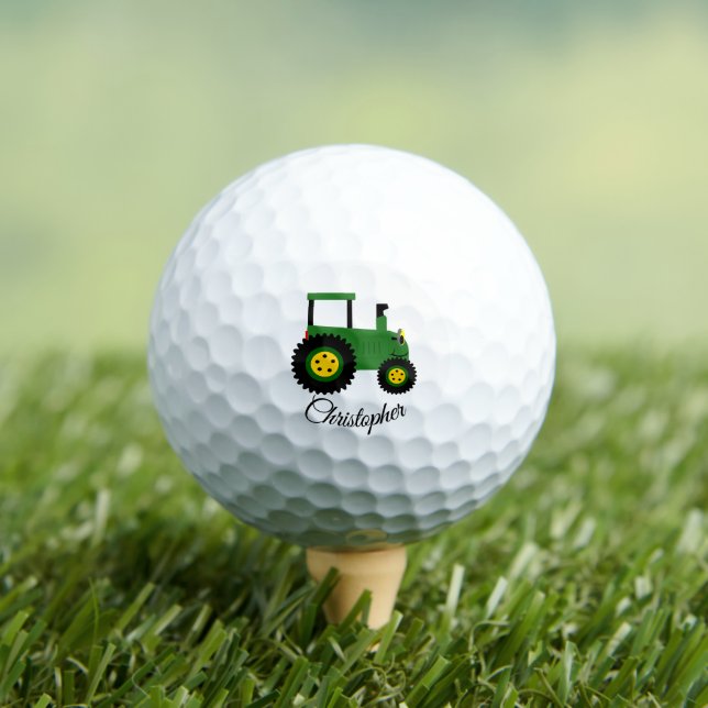 Green Tractor Design Personalised Golf Balls (Insitu Tee)