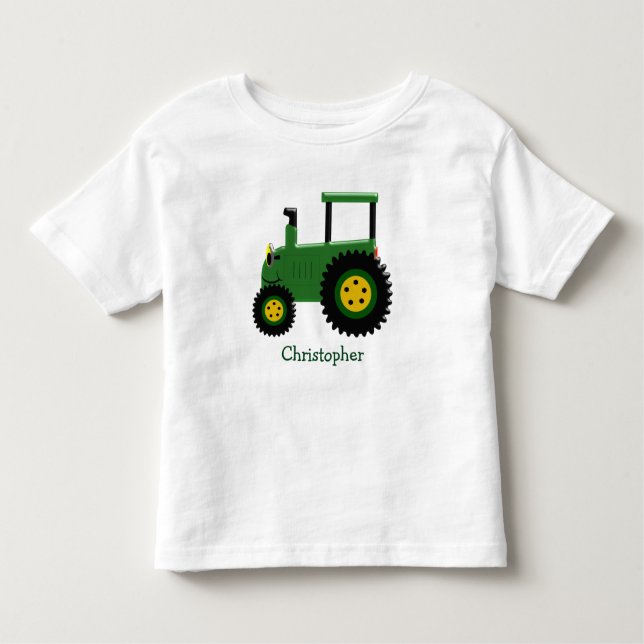 Green Tractor Design Personalised Toddler T-shirt (Front)