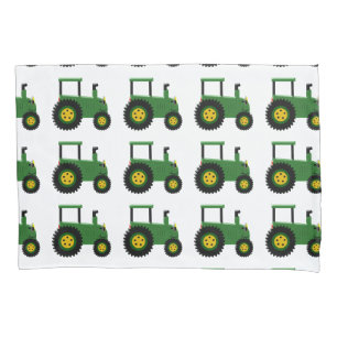 Green Tractor Design Pillow Case