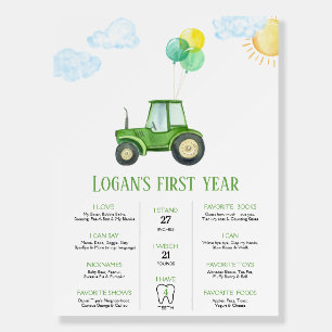 Green Tractor Farm 1st Birthday Milestone  Foam Board