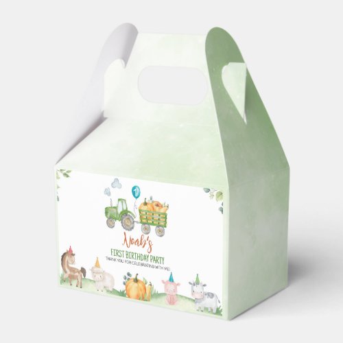 Green tractor Farm Animals Birthday Favor Box