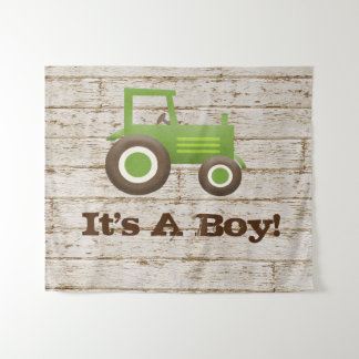 Green Tractor Farm Baby Shower Boy Backdrop