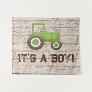 Green Tractor Farm Baby Shower Boy Backdrop