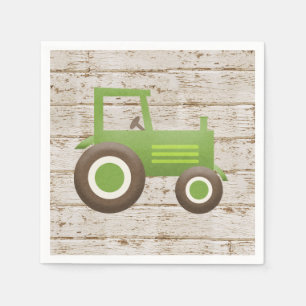Green Tractor Farm Baby Shower Boy Napkins