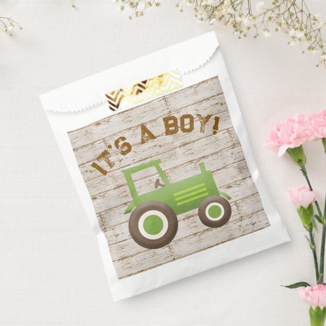 Green Tractor Farm Baby Shower Favor Bag (Sealed)