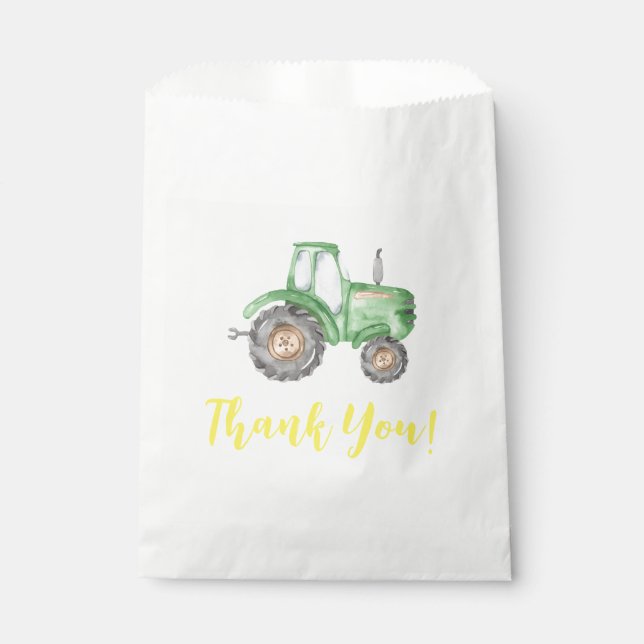 Green Tractor Farm Birthday Favor Bags (Front)