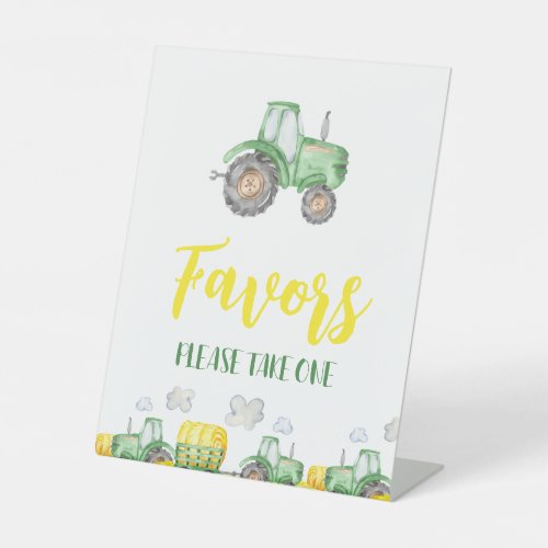 Green Tractor Farm Birthday Favors Sign