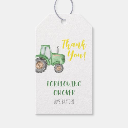 Green Tractor Farm Birthday Gift Tag