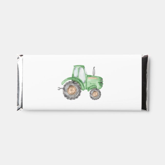 Green Tractor Farm Birthday Party Candy Favors Hershey Bar Favors (Front)