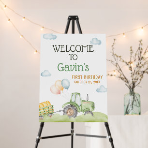 Green Tractor Farm Birthday Party Welcome Sign