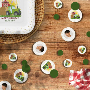 Green Tractor 🚜 Farm Birthday Photo Decor Confetti