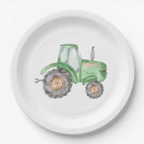 Green Tractor Farm Birthday Plates