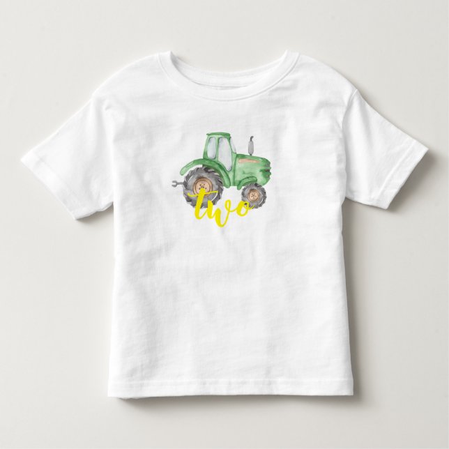 Green Tractor Farm Birthday T-Shirt (Front)