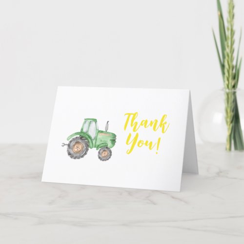 Green Tractor Farm Birthday Thank You Card