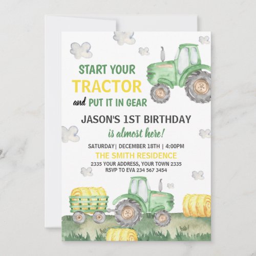 Green Tractor Farm Boy Birthday Party