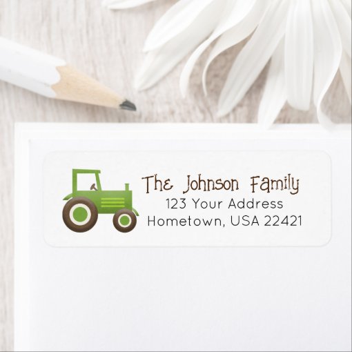 Green Tractor Farm Return Address Label Zazzle