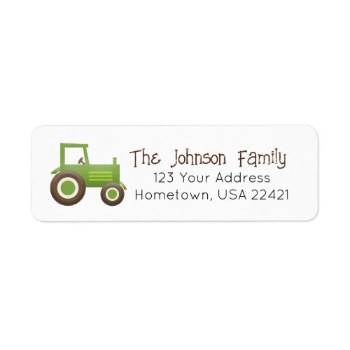 Green Tractor Farm Return Address Label