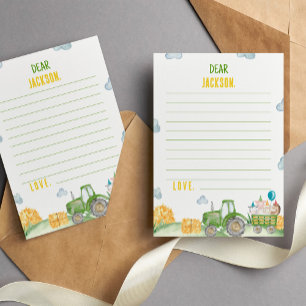 Green Tractor Farm Time Capsule Note Message Card