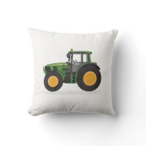 Green Tractor Farm Vehicle Boys Room Throw Pillow