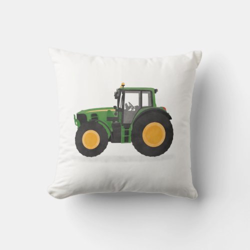 Green Tractor Farm Vehicle Boys Room Throw Pillow