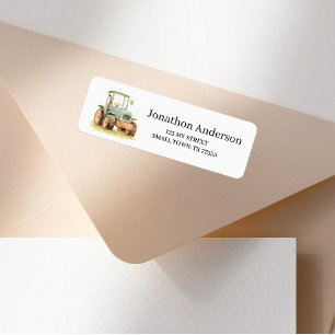 Green Tractor Fun Farm Address Label