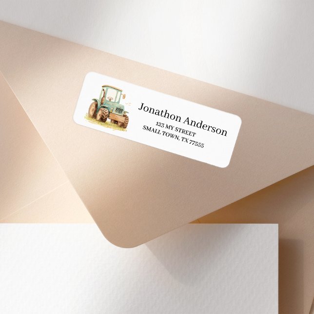 Green Tractor Fun Farm Address Label (Creator Uploaded)