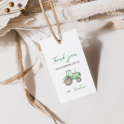 Green Tractor Gift Tag