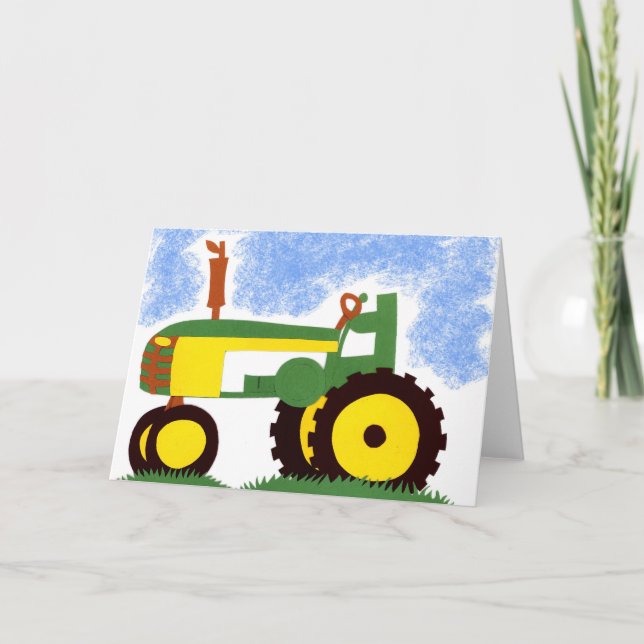 Green Tractor Greeting card (Front)