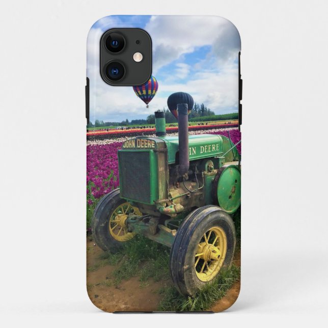 Green Tractor in Tulip Field, Oregon Case-Mate iPhone Case (Back)