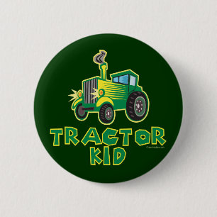Green Tractor Kid Button
