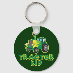 Green Tractor Kid Keychain