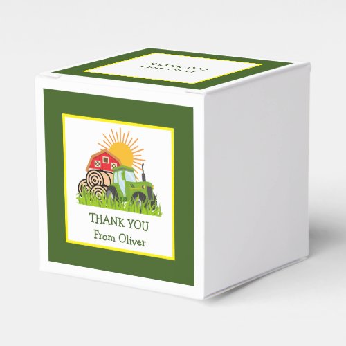 Green Tractor  Kids Birthday Favor Favor Boxes
