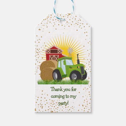 Green Tractor Kids Birthday Party Supplies Gift Ta Gift Tags