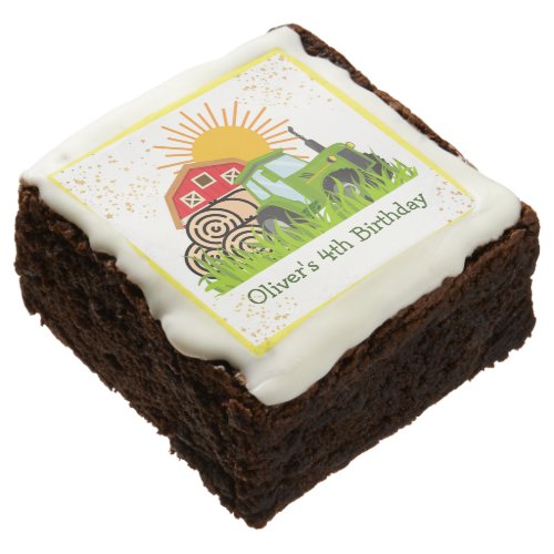 Green Tractor  Kids Birthday Party Treats Brownie