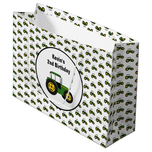 Green Tractor Large Birthday Gift Bag