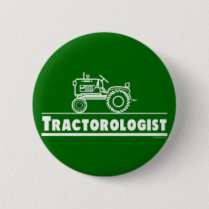 Green Tractor Ologist Pinback Button