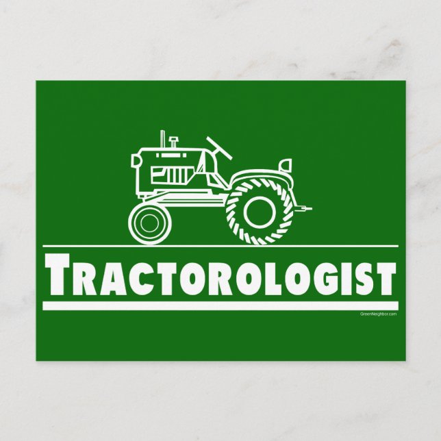 Green Tractor Ologist Postcard (Front)