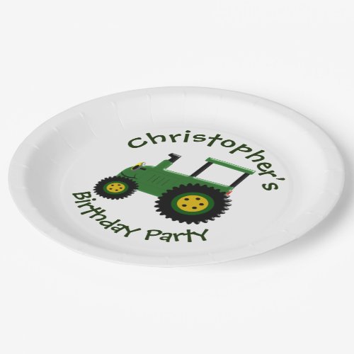 Green Tractor Paper Plates