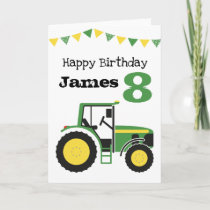 Green Tractor Personalized Age Birthday Card