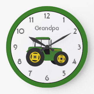 Green Tractor Personalized Large Clock