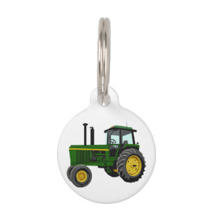 Green Tractor Pet ID Tag