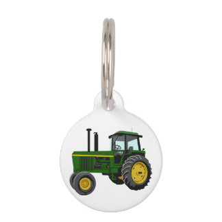 Green Tractor Pet ID Tag