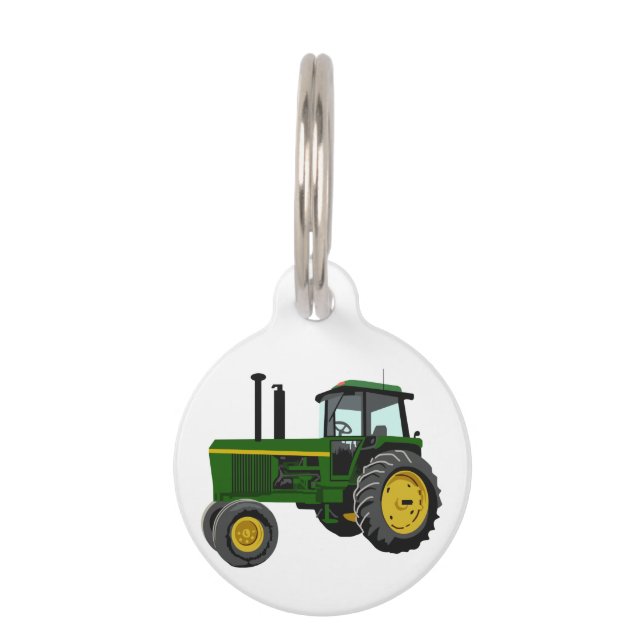 Green Tractor Pet ID Tag (Front)