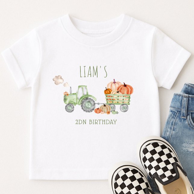 Green Tractor & Pumpkins Birthday T-Shirt (Creator Uploaded)