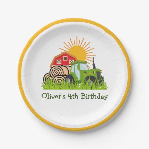 Green Tractor  Themed Birthday Party Paper Plates