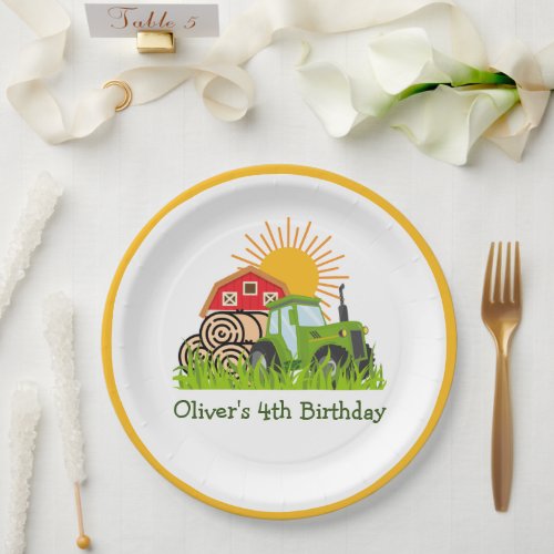 Green Tractor  Themed Birthday Party Paper Plates