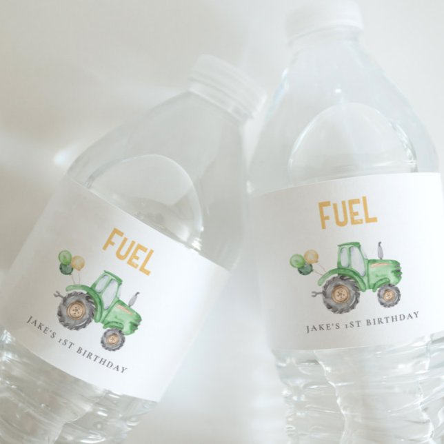 Green Tractor  Water Bottle Label (Creator Uploaded)