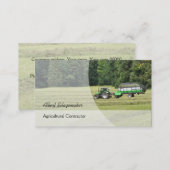 Green tractor with a silage laden trailer business card (Front/Back)