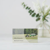Green tractor with a silage laden trailer business card (Standing Front)